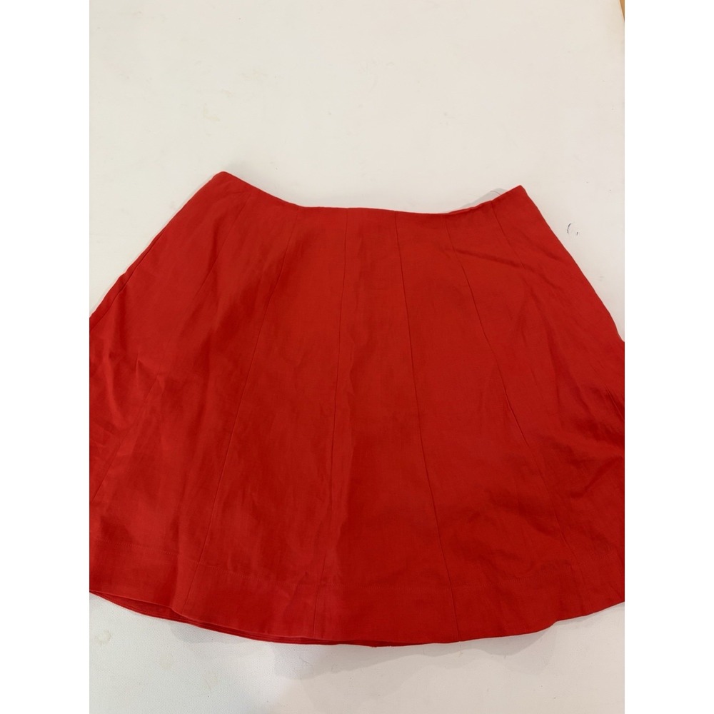 Boden Red Orange Cotton Twill A-Line Knee Length Skirt Side Zip WG535 Size 14R